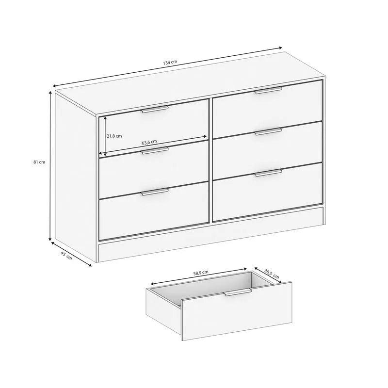 Cômoda Kappesberg 6 gavetas Branco Brilho