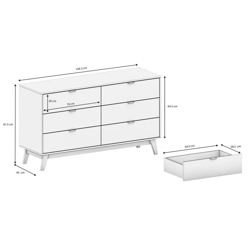 Cômoda Kappesberg 6 gavetas Itapuã/Argila