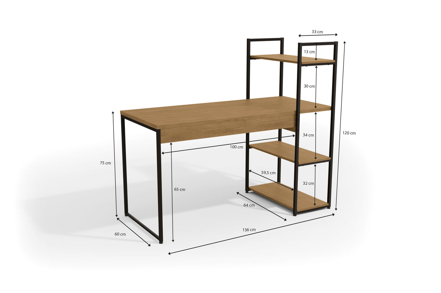 Mesa com prateleiras