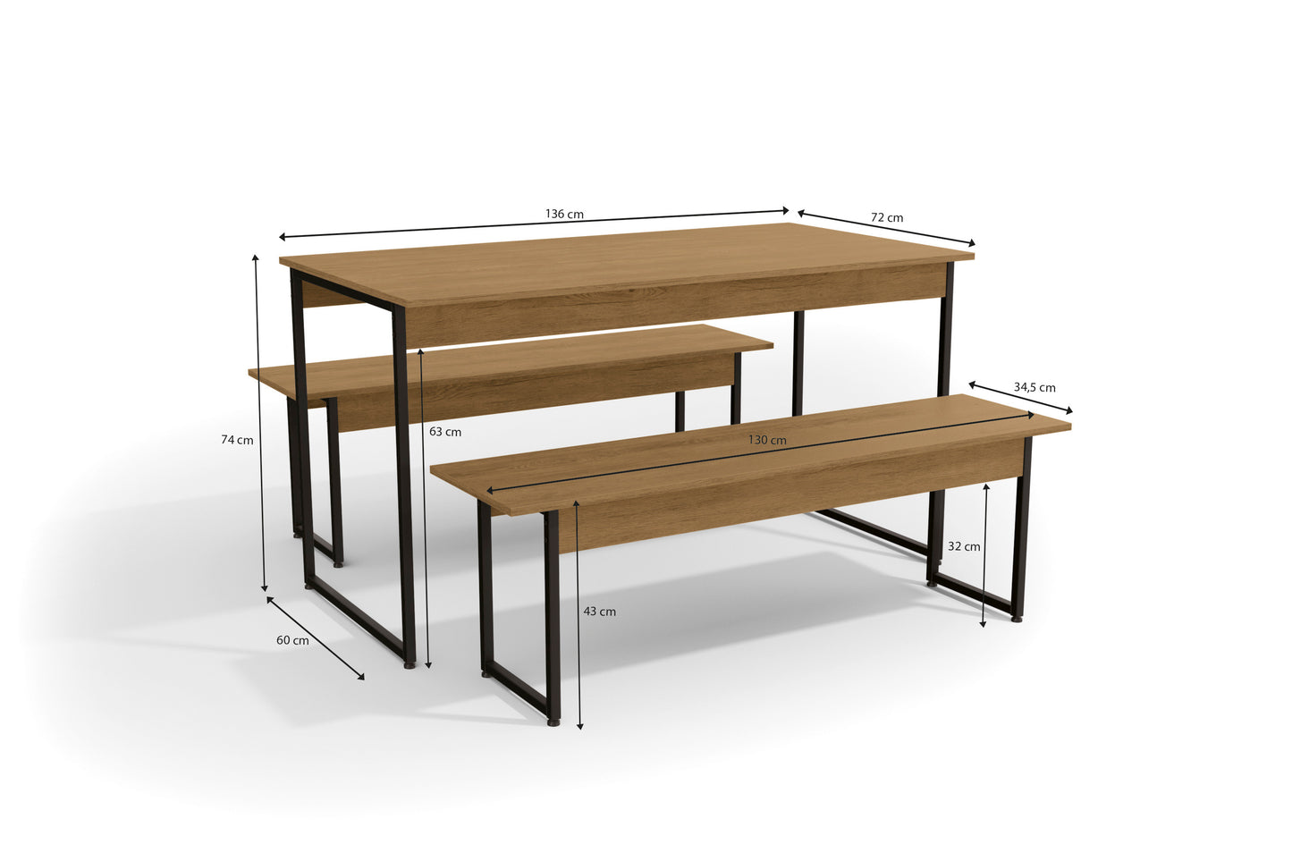 Mesa com 2 bancos