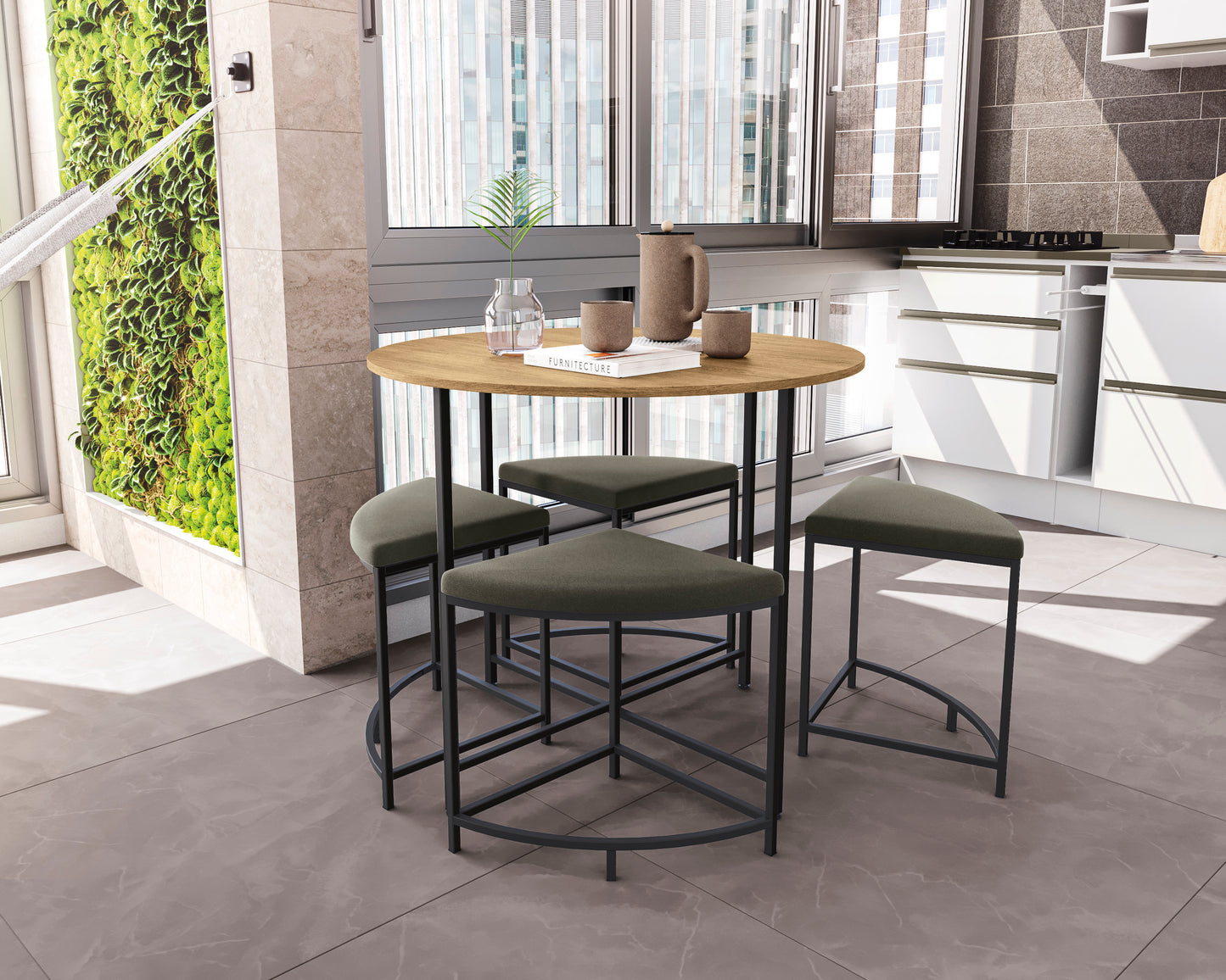 Mesa com 4 bancos