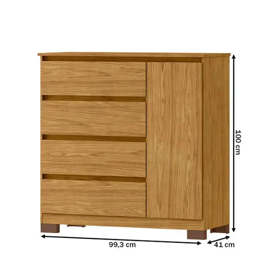 Cômoda Vega 1 Porta 4 Gavetas