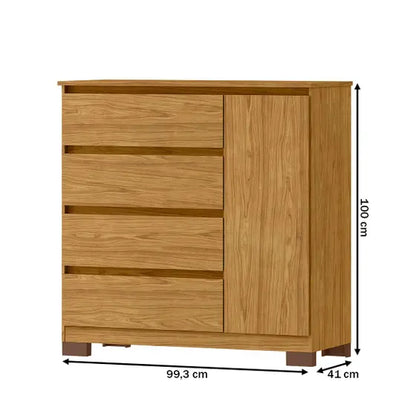 Cômoda Vega 1 Porta 4 Gavetas