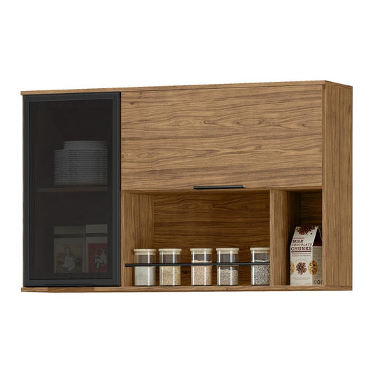 Armário de Cozinha Aéreo 1 Porta C/ Vidro e 1 Porta C/ Tempero 1200 Toscana