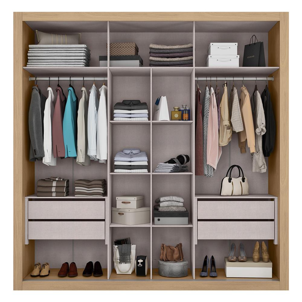 Guarda- Roupa Casal MDF 2 Portas de Correr 4 Gav. Trípoli