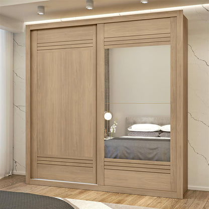 Guarda- Roupa Casal MDF 2 Portas de Correr 4 Gav. Tripoli com espelho