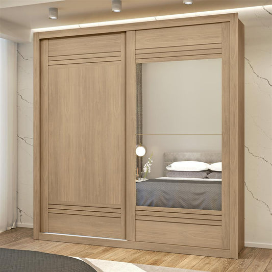 Guarda- Roupa Casal MDF 2 Portas de Correr 4 Gav. Tripoli com espelho