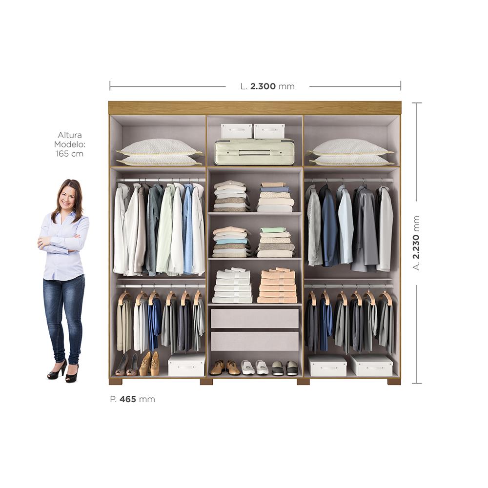 Guarda- Roupa Casal 6 Portas 2 Gav. Itá Com Espelhos