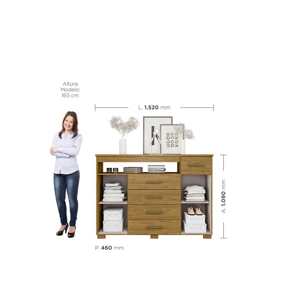 Cômoda Sapateira 2 Porta 5 Gavetas Oslo